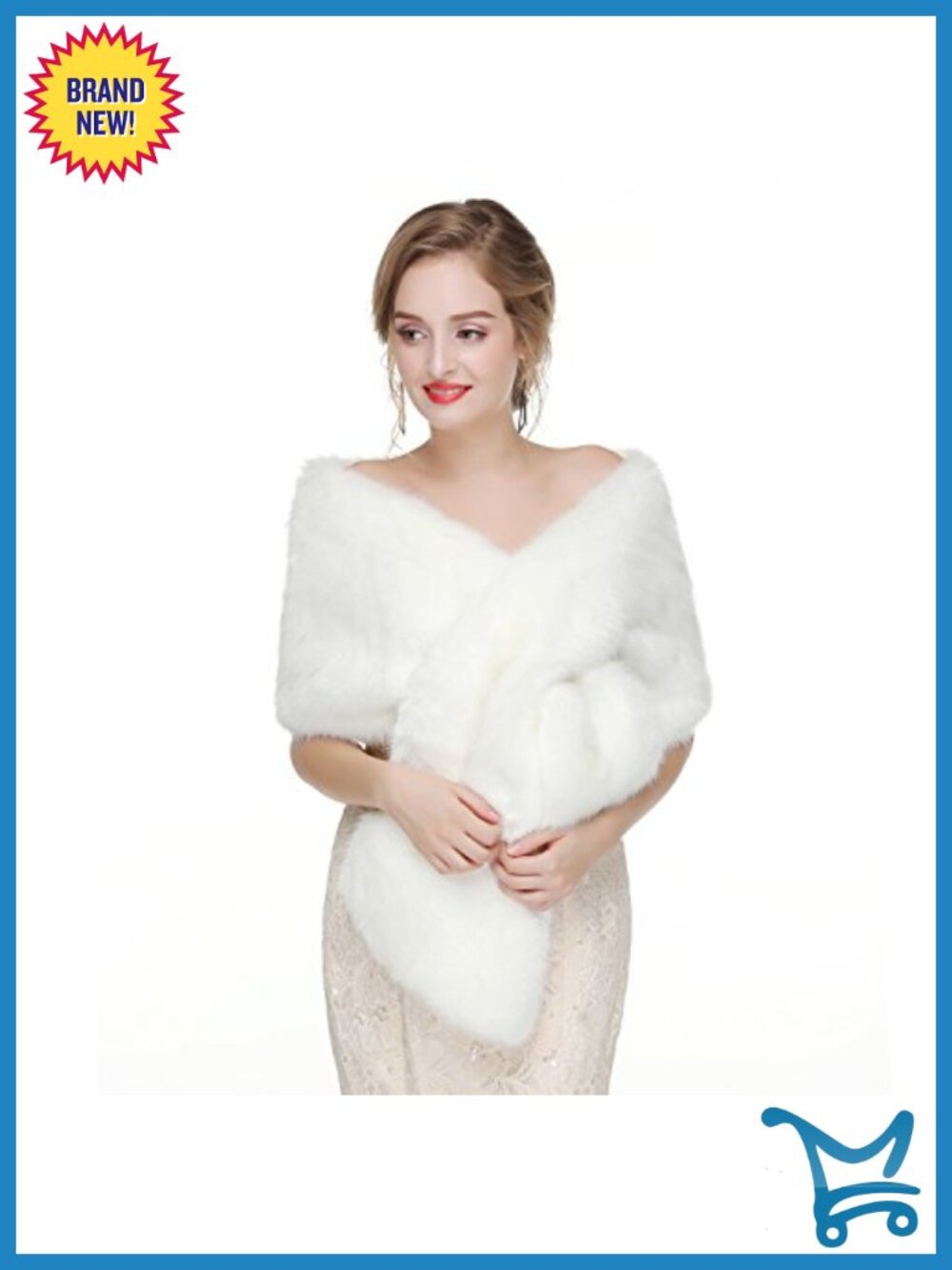 Faux Fur Shawl Wrap Cape for Bridal Wedding Party Warm Soft Touch